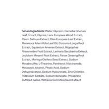 Load image into Gallery viewer, List of serum ingredients, which include Glycerin, Camellia Sinensis, and Niacinamide.